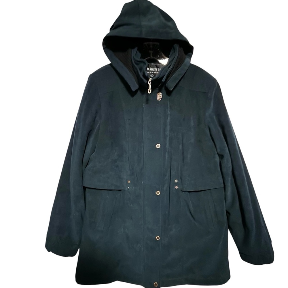 Fleet Street LTD green ribbed hooded parka Med EUC